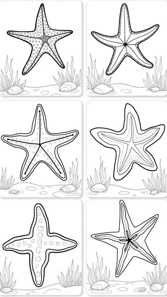 páginas para colorear imprimibles de estrellas de mar